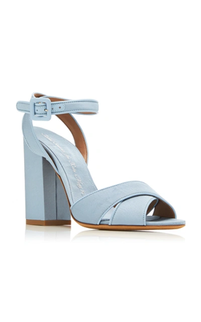 Shop Tabitha Simmons Connie Satin-twill Sandals In Blue