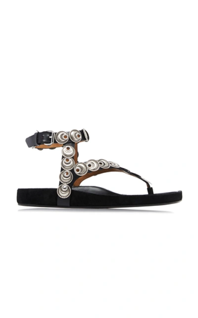 Shop Isabel Marant Eldo Embellished Leather Sandals In Silver