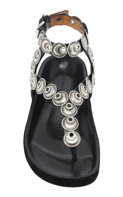 Shop Isabel Marant Eldo Embellished Leather Sandals In Silver