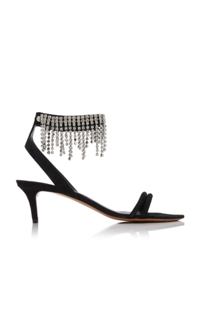 Shop Isabel Marant Aldera Embellished Velvet Sandals In Black