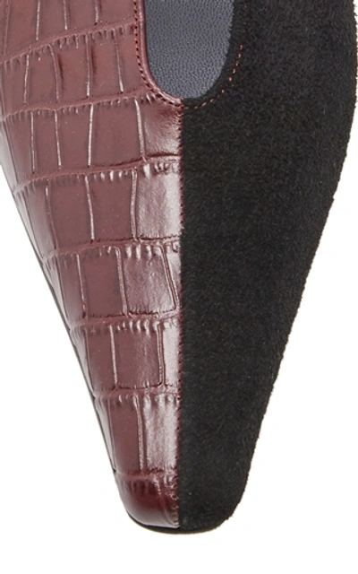 Shop Yuul Yie Cassie Croc-embossed Leather Pumps In Burgundy