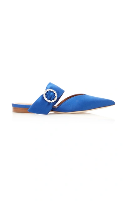 Shop Malone Souliers Maite Crystal-embellished Satin Flats In Blue