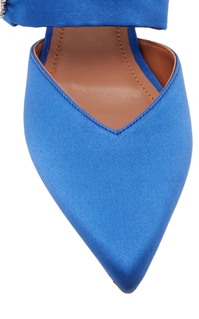 Shop Malone Souliers Maite Crystal-embellished Satin Flats In Blue