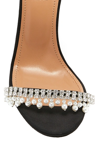 Shop Aquazzura Exquisite Embellished Leather Sandals In Black