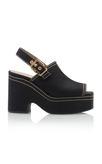 Shop Marni Two-tone Slingback Wedge Platform Sandals In Black