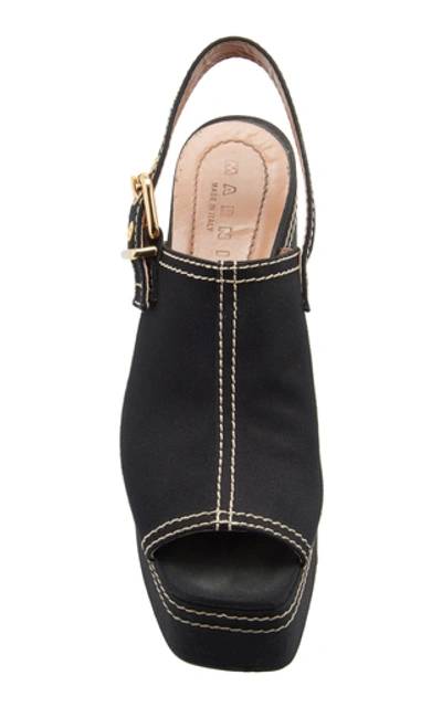 Shop Marni Two-tone Slingback Wedge Platform Sandals In Black