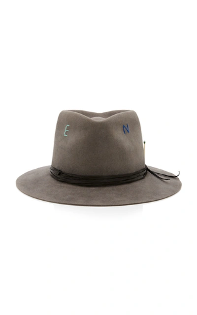 Shop Nick Fouquet Kane Embroidered Felt Hat In Grey