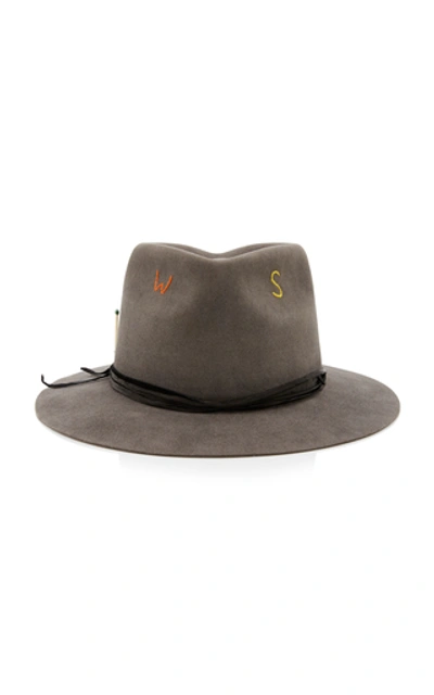 Shop Nick Fouquet Kane Embroidered Felt Hat In Grey