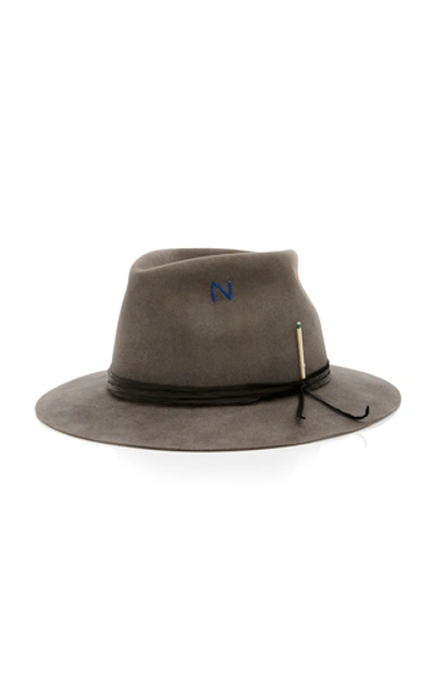 Shop Nick Fouquet Kane Embroidered Felt Hat In Grey