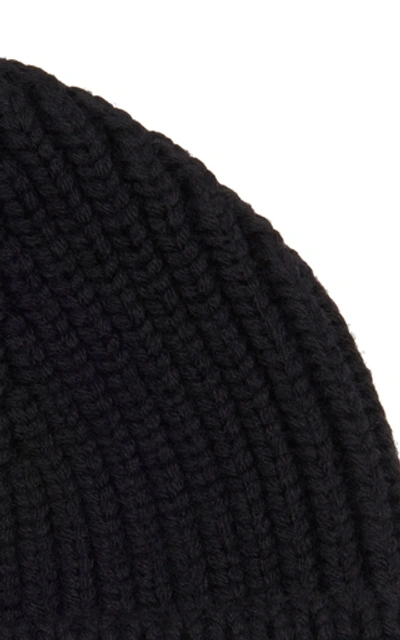 Shop Off-white Ribbed Wool Beanie In Black