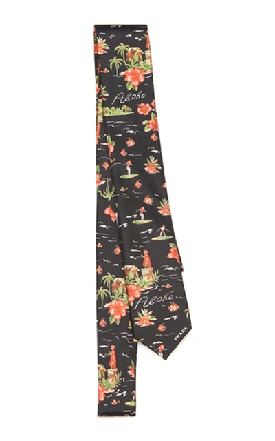 Shop Prada Hawaiia-print Cotton Twill Tie