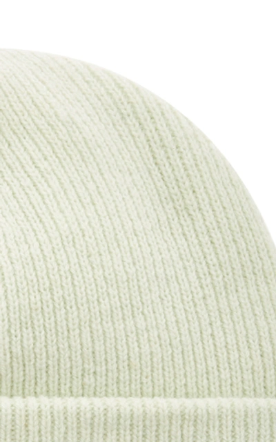 Shop Acne Studios Kansy Appliquéd Ribbed Wool-blend Beanie In Green
