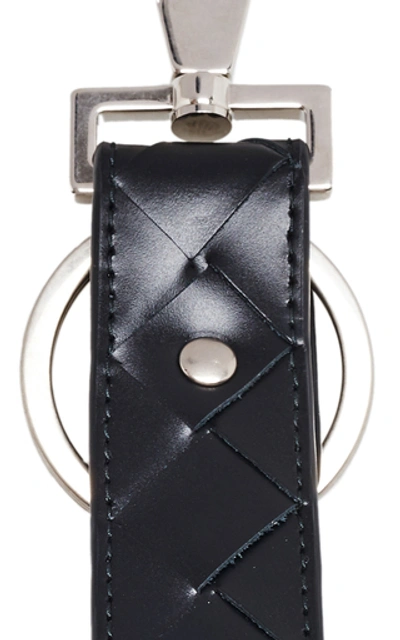 Shop Bottega Veneta Intrecciato Leather Key Ring In Black