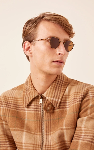 Shop Garrett Leight Wilson 46 Tortoiseshell Round-frame Acetate Sunglasses In Brown