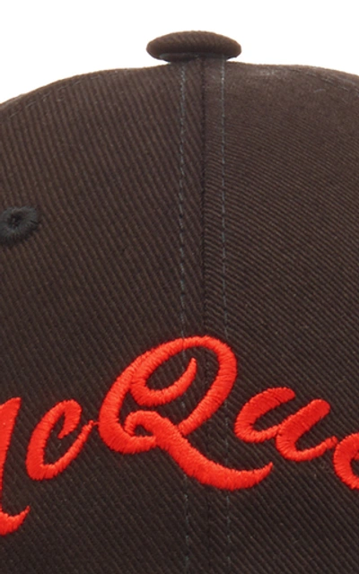 Shop Alexander Mcqueen Logo-embroidered Cotton-twill Cap In Black
