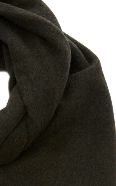 Shop Acne Studios Canada Fringed Wool Scarf In Green