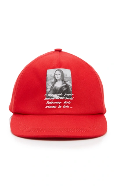 Shop Off-white Mona Lisa Printed Cotton Baseball Cap In Red