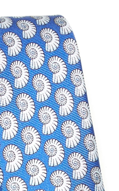 Shop Prada Printed Shell Tie In Blue