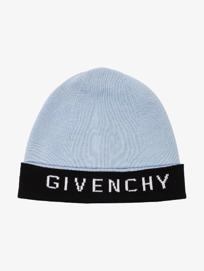 Shop Givenchy Blue Logo Cashmere Beanie