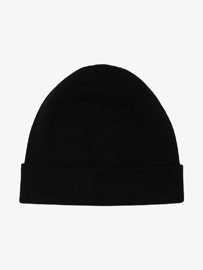 Shop Givenchy Black Double Logo Wool Beanie