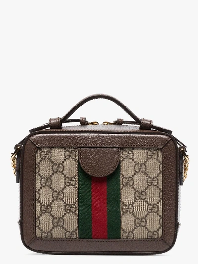 Shop Gucci Beige Ophidia Gg Supreme Cross Body Bag In Brown