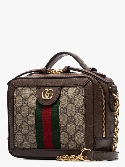 Shop Gucci Beige Ophidia Gg Supreme Cross Body Bag In Brown