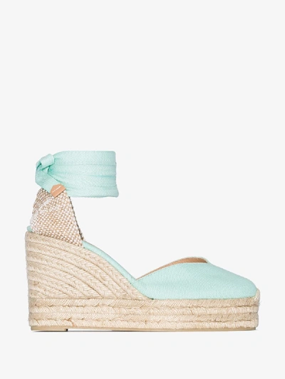 Shop Castaã±er Blue Chiara 80 Wedge Espadrilles