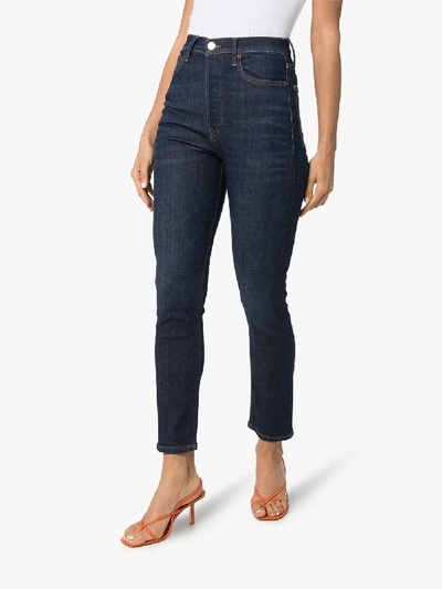 Shop Re/done High-rise Cropped Skinny Jeans In Blue