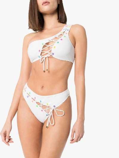 Shop Agent Provocateur Womens 114 - White Marney Cutout Lace-up Bikini
