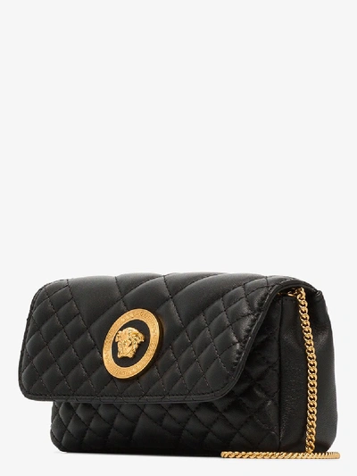 Shop Versace Black Icon Quilted Mini Cross Body Bag