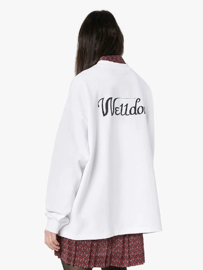 Shop We11 Done Logo Print Cotton Sweatshirt In White