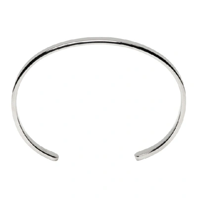 Shop Maison Margiela Silver Logo Bracelet In Palladium