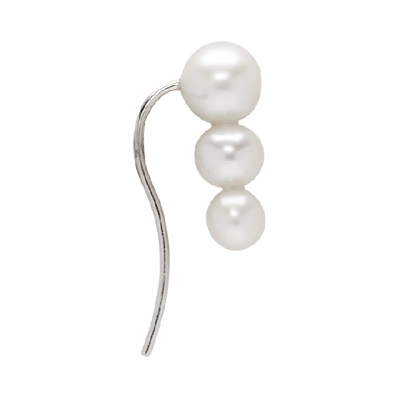 Shop Saskia Diez Silver Triple Pearl Earrings
