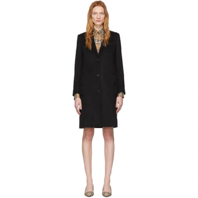 Shop Burberry Black Cashmere Bramley Coat