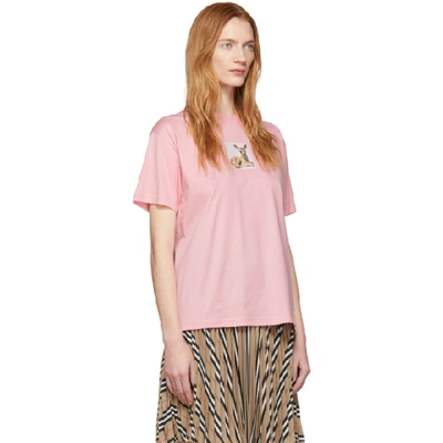 Shop Burberry Pink Deer Oversized T-shirt In Candy Pink