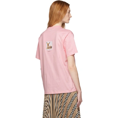 Shop Burberry Pink Deer Oversized T-shirt In Candy Pink