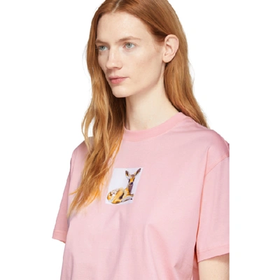 Shop Burberry Pink Deer Oversized T-shirt In Candy Pink