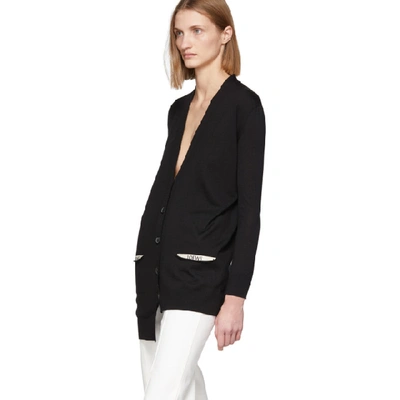 Shop Loewe Black Wool Asymmetric Cardigan In 1100 Black