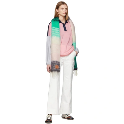 Shop Loewe White Denim Slit Trousers In 2100 White