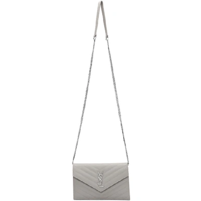 Shop Saint Laurent Grey Small Envelope Chain Wallet Bag In 1723 Granit