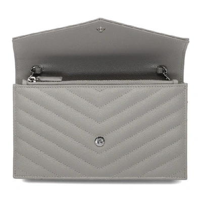 Shop Saint Laurent Grey Small Envelope Chain Wallet Bag In 1723 Granit