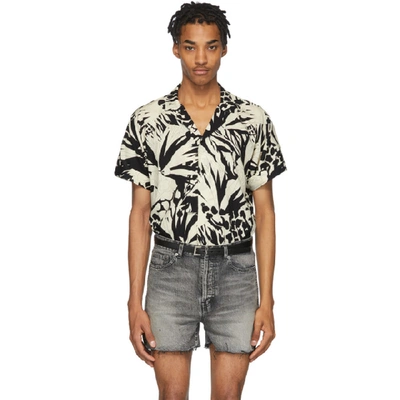 Shop Saint Laurent Black & Off-white Jungle Shirt In 1095 Noircr