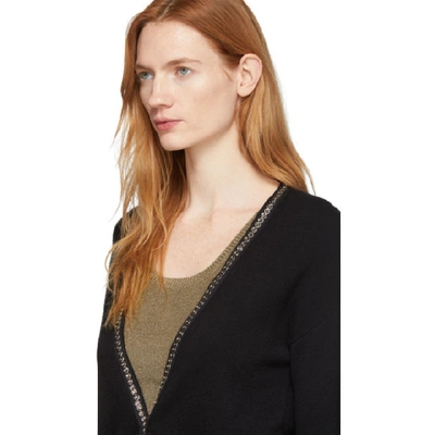 Shop Saint Laurent Black Snap Cardigan In 1081 Silver