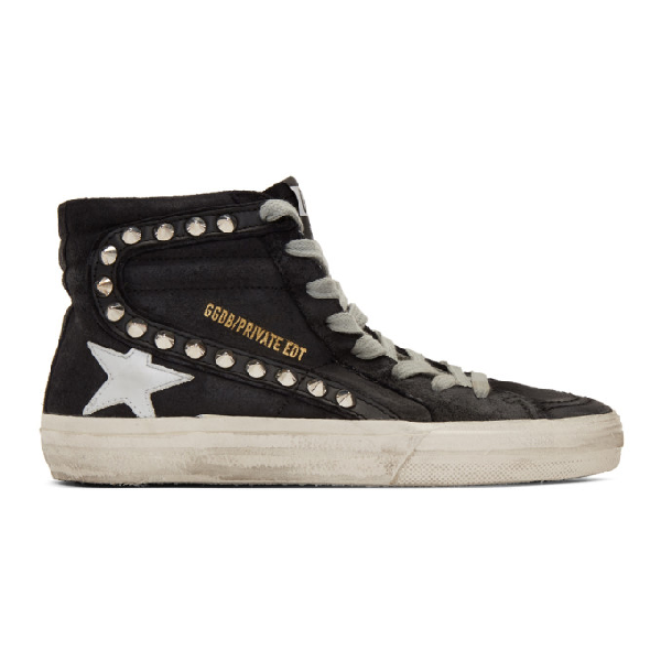 golden goose black high top with studs