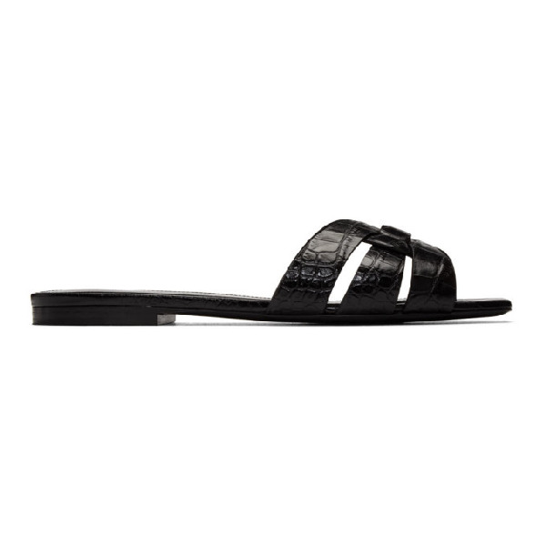 black croc slides