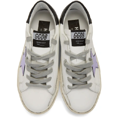 Shop Golden Goose White And Purple Hi Star Sneakers