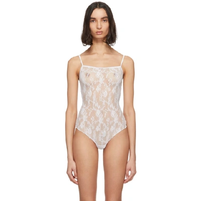 Shop Wolford White Katherina String Bodysuit In 1300 White