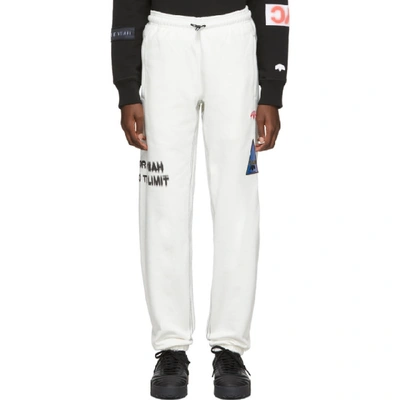 Shop Adidas Originals By Alexander Wang Off-white Graphic Lounge Pants In Core White