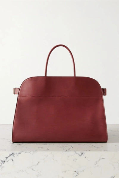 Shop The Row Margaux 17 Buckled Leather Tote In Burgundy