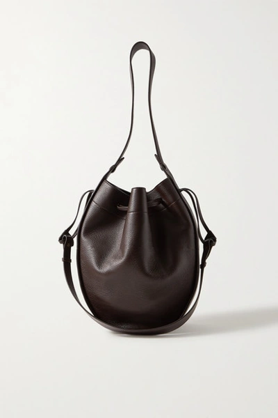 Shop The Row Large Textured-leather Bucket Bag In Merlot